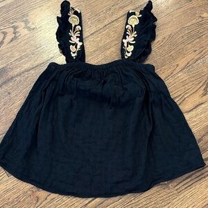 Madewell gauze Black Embroidered Women's Top, xS